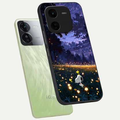  Firefly Meadow Magic phone case For iQOO Z9x 5G showing premium glass back cover with detailed artwork