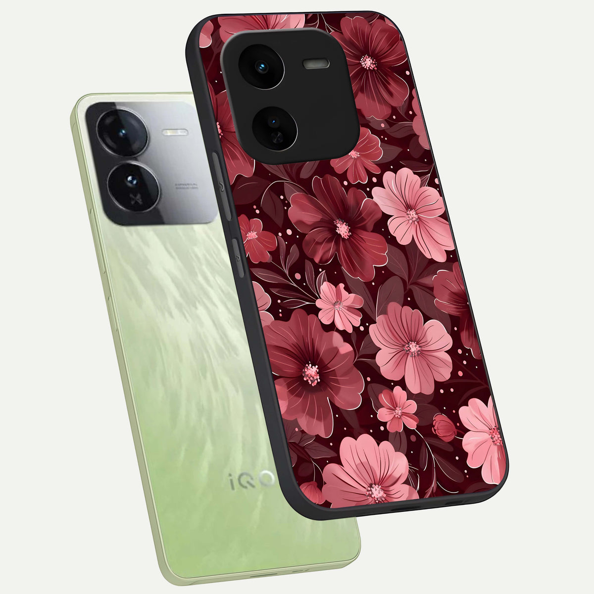  Flower Blush Bloom phone case For iQOO Z9x 5G showing premium glass back cover with detailed artwork