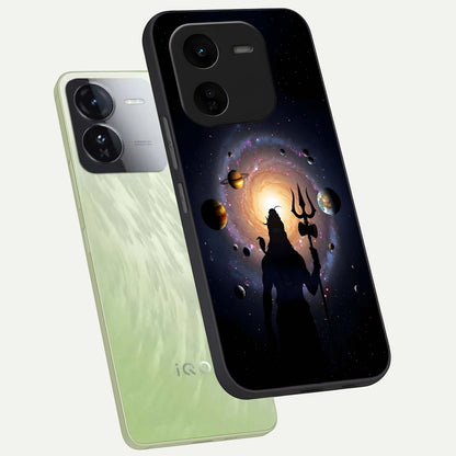  Galactic Shiva Vision phone case For iQOO Z9x 5G showing premium glass back cover with detailed artwork