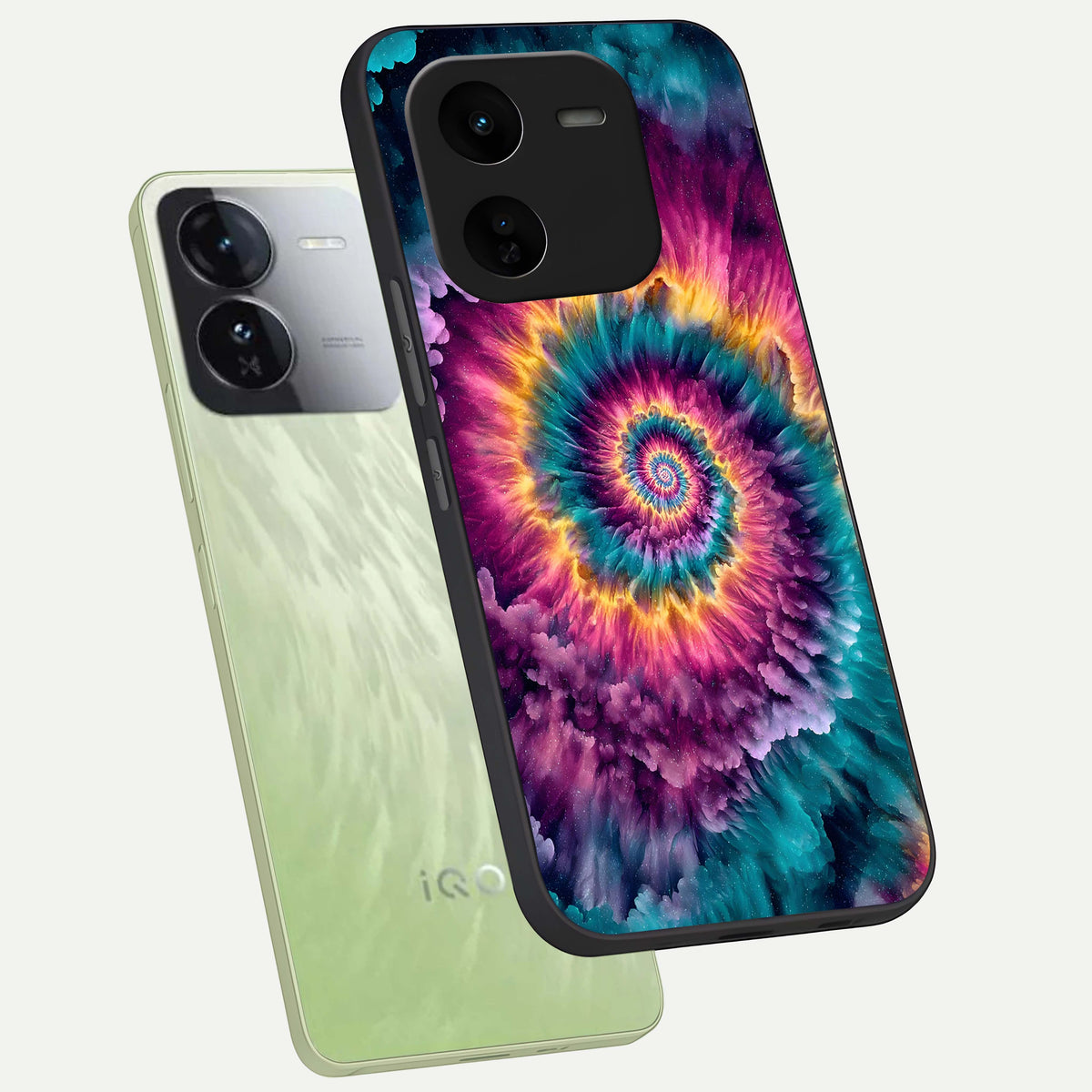  Galactic Spiral Burst phone case For iQOO Z9x 5G showing premium glass back cover with detailed artwork