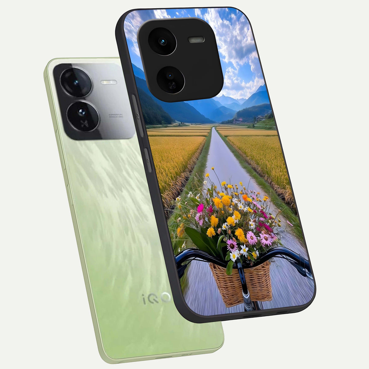  Golden Field Journey phone case For iQOO Z9x 5G showing premium glass back cover with detailed artwork