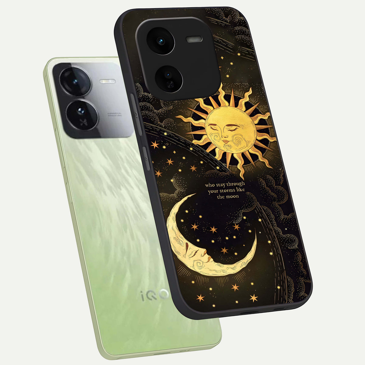 Golden Lunar Love phone case For iQOO Z9x 5G showing premium glass back cover with detailed artwork