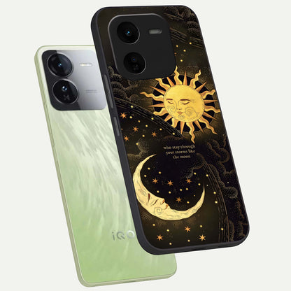  Golden Lunar Love phone case For iQOO Z9x 5G showing premium glass back cover with detailed artwork