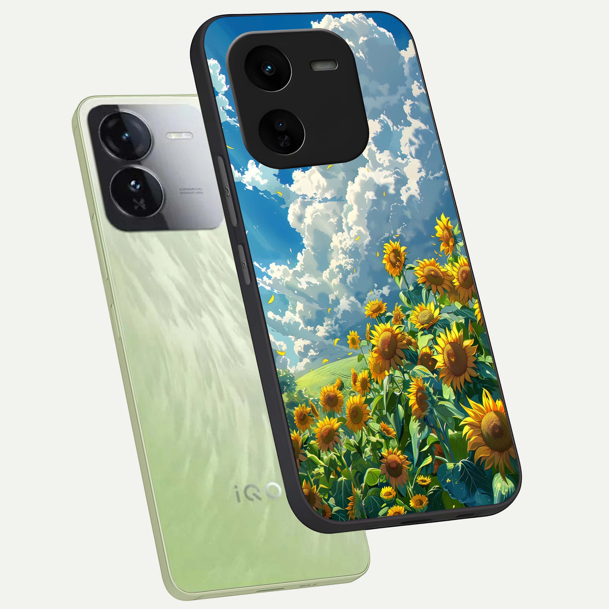  Golden Sun Glory phone case For iQOO Z9x 5G showing premium glass back cover with detailed artwork