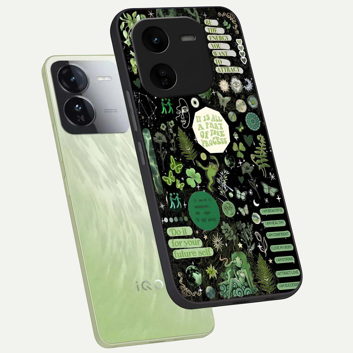  Green Mandala Pattern phone case For iQOO Z9x 5G showing premium glass back cover with detailed artwork