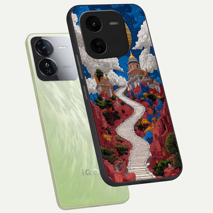  Heavenly Moon Path phone case For iQOO Z9x 5G showing premium glass back cover with detailed artwork