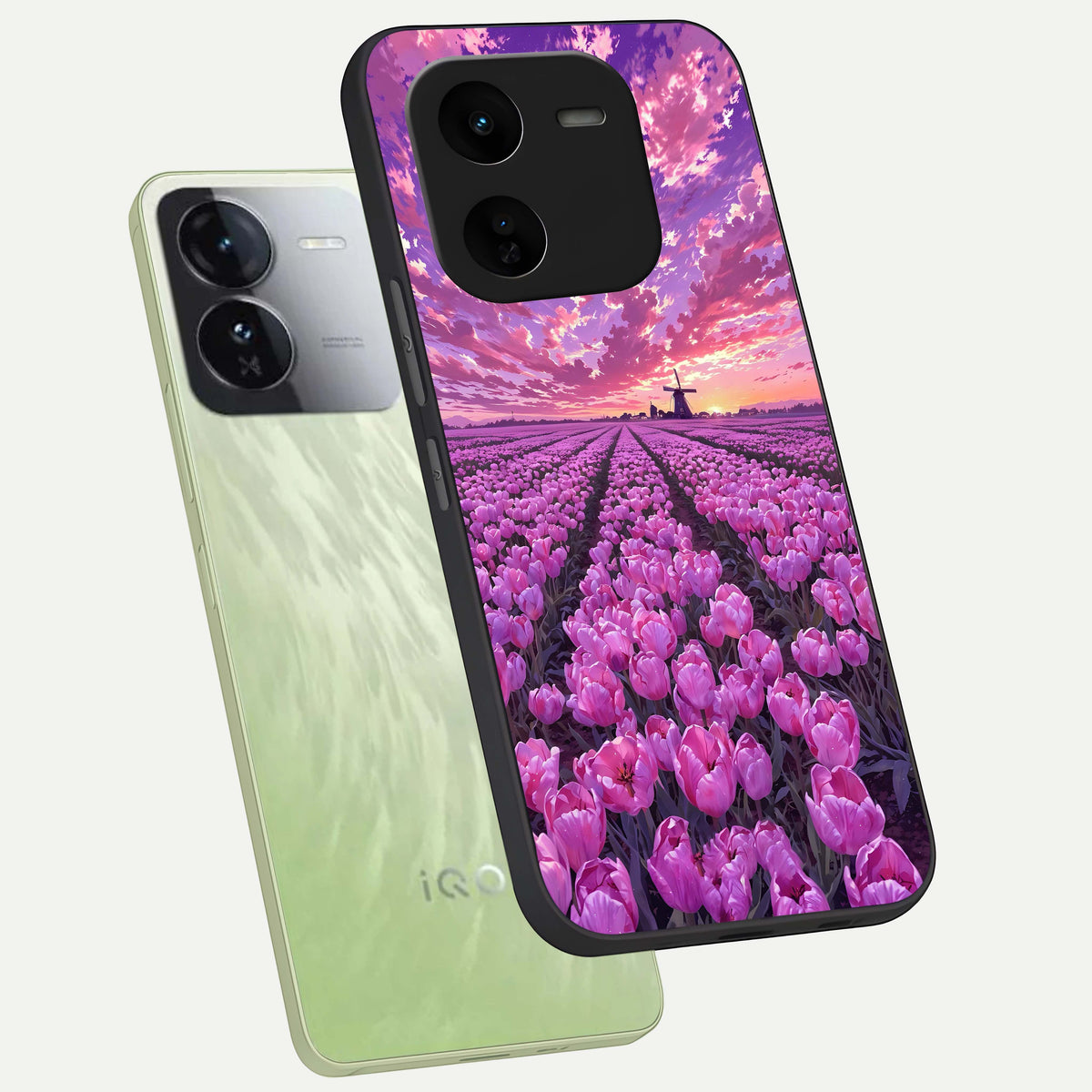  Lavender Dream Skies phone case For iQOO Z9x 5G showing premium glass back cover with detailed artwork