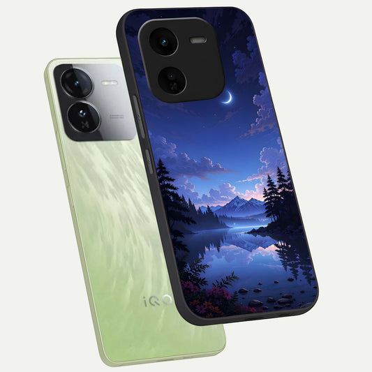  Midnight Lake Peace phone case For iQOO Z9x 5G showing premium glass back cover with detailed artwork