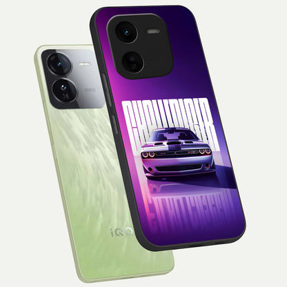  Midnight Muscle Ride phone case For iQOO Z9x 5G showing premium glass back cover with detailed artwork