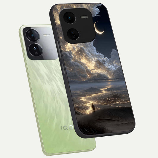  Moonlight Spark Path phone case For iQOO Z9x 5G showing premium glass back cover with detailed artwork
