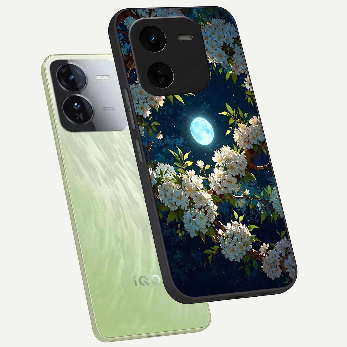  Moonlit Blossom Dream phone case For iQOO Z9x 5G showing premium glass back cover with detailed artwork