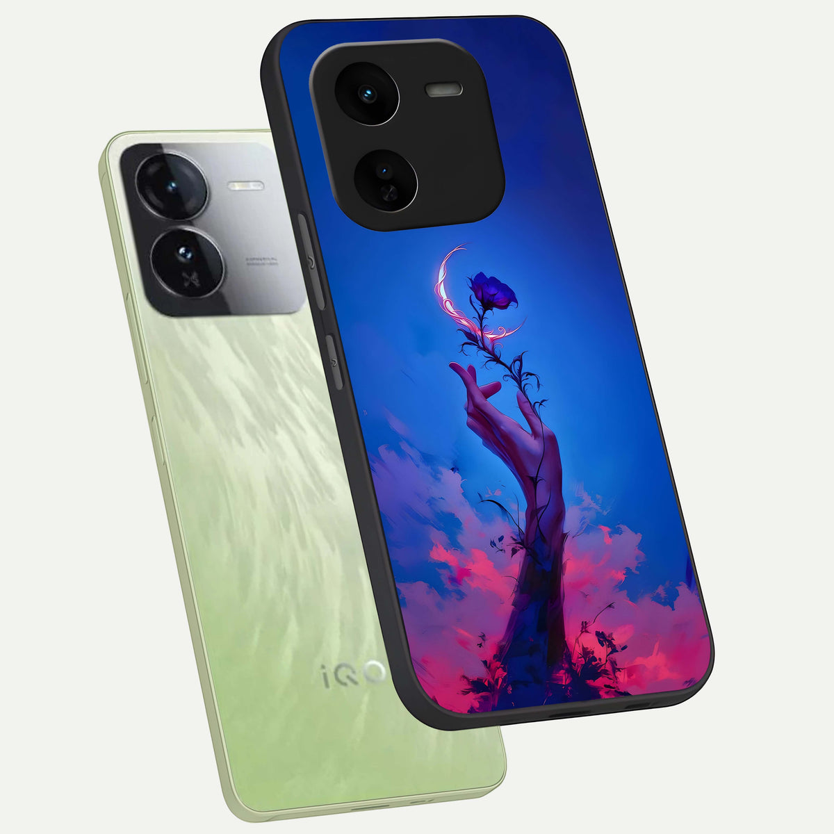  Mystic Hand phone case For iQOO Z9x 5G showing premium glass back cover with detailed artwork