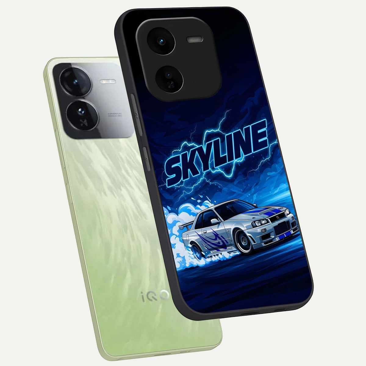  Neon Drift Beast phone case For iQOO Z9x 5G showing premium glass back cover with detailed artwork