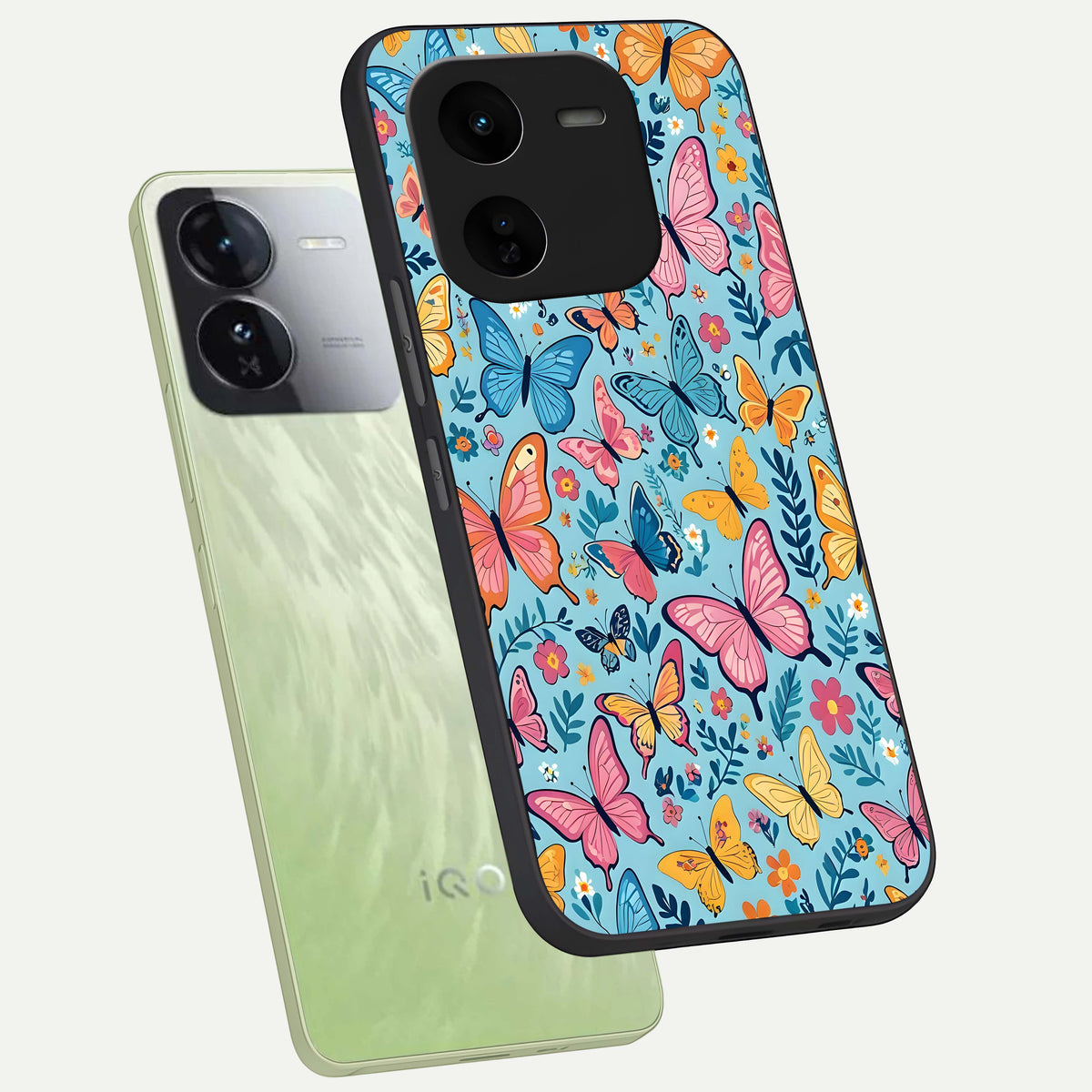  Spring Wing Garden phone case For iQOO Z9x 5G showing premium glass back cover with detailed artwork