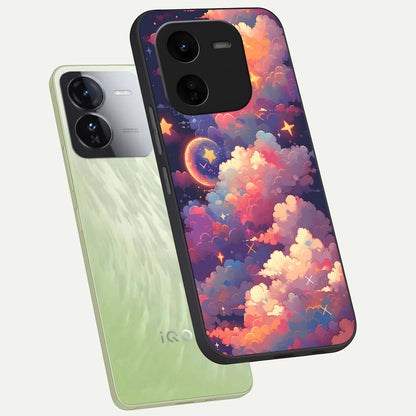  Starlit Dream Clouds phone case For iQOO Z9x 5G showing premium glass back cover with detailed artwork