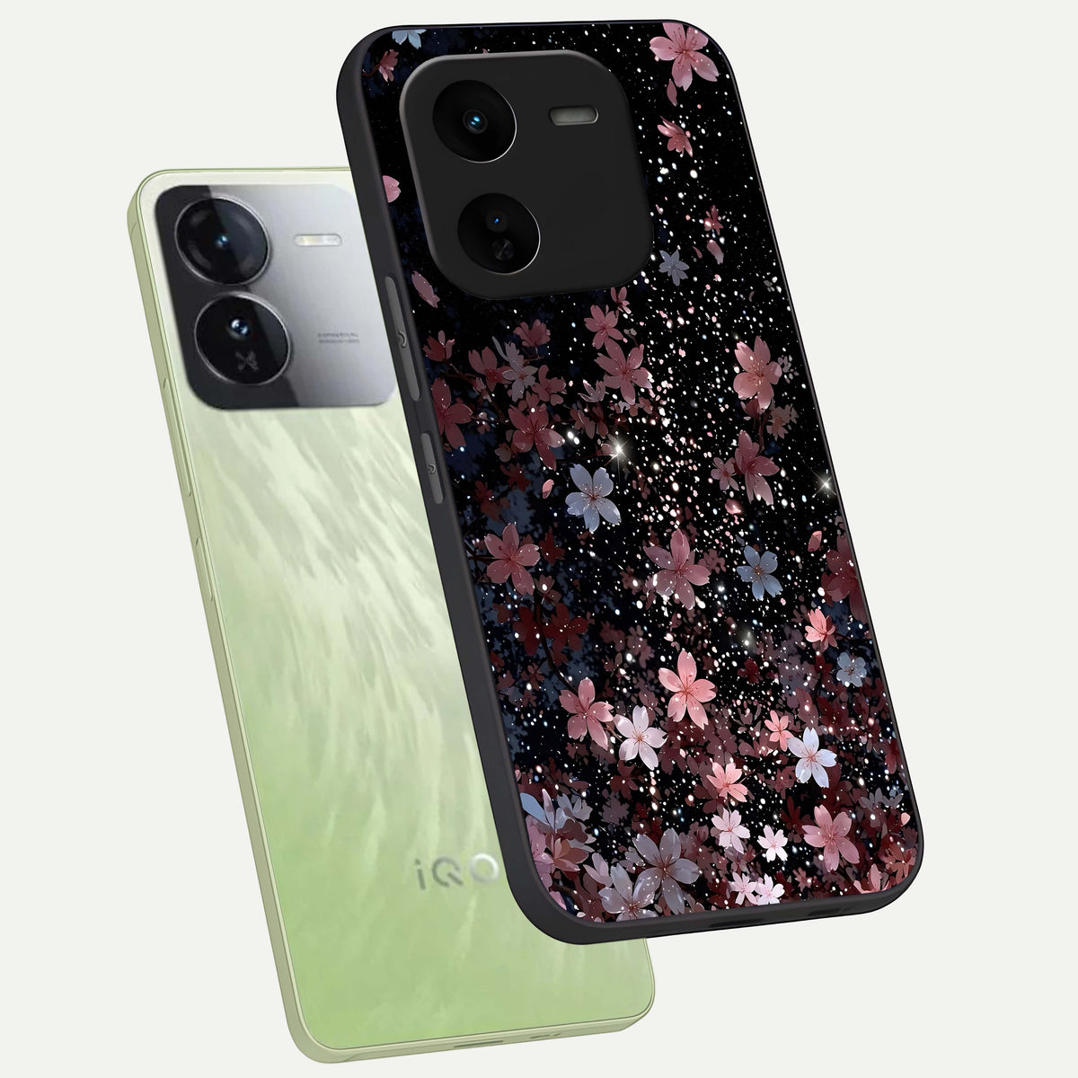  Starlit Flower Dreams phone case For iQOO Z9x 5G showing premium glass back cover with detailed artwork