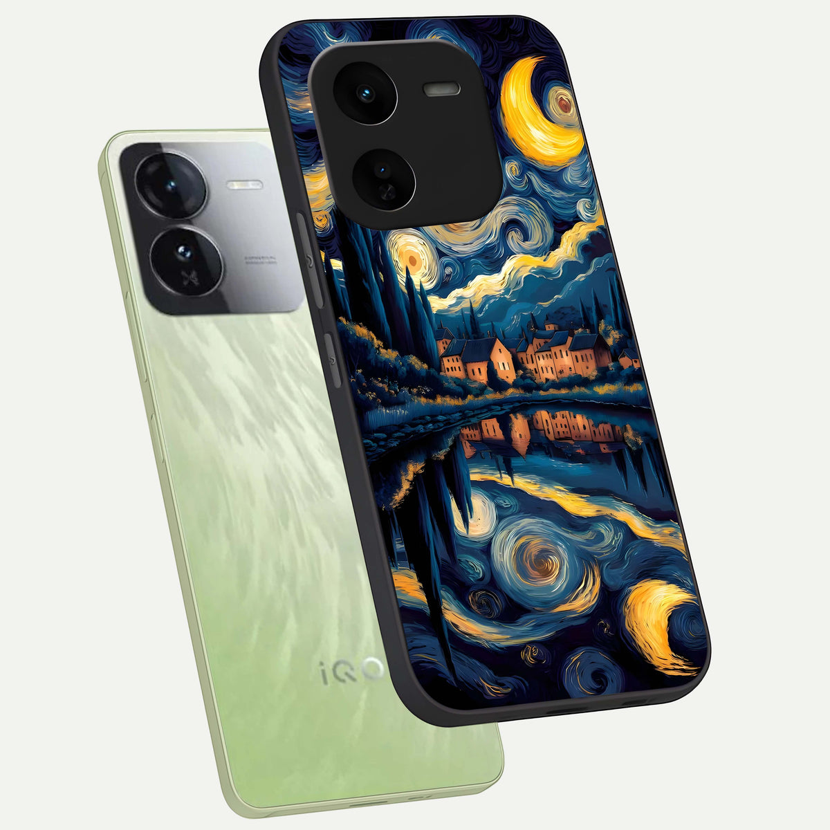  Starry Sky Serenity phone case For iQOO Z9x 5G showing premium glass back cover with detailed artwork