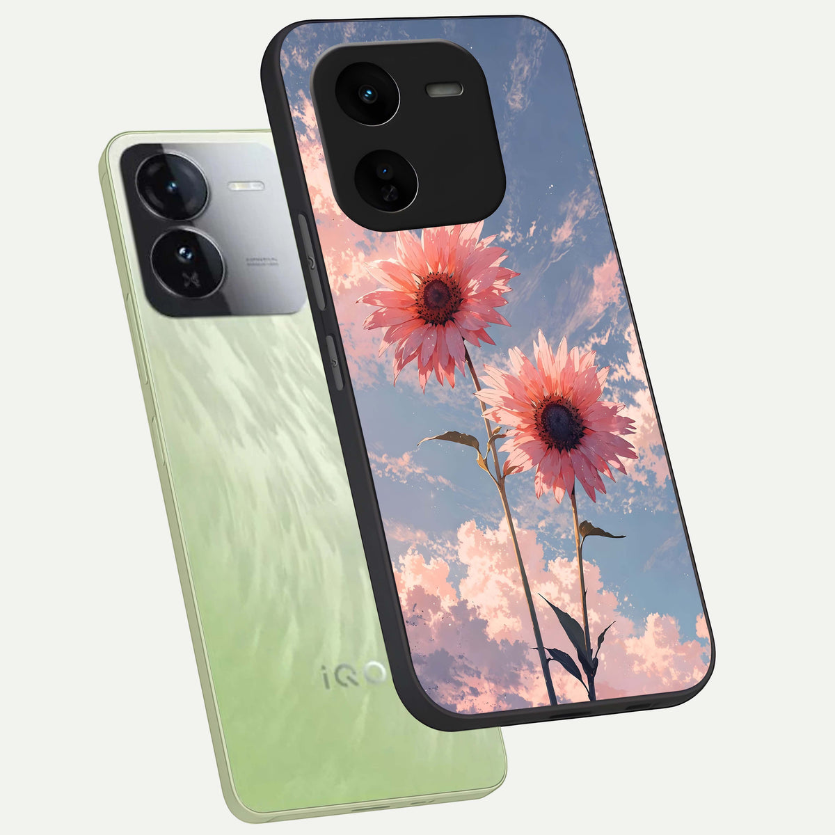  Sun Moon Balance phone case For iQOO Z9x 5G showing premium glass back cover with detailed artwork