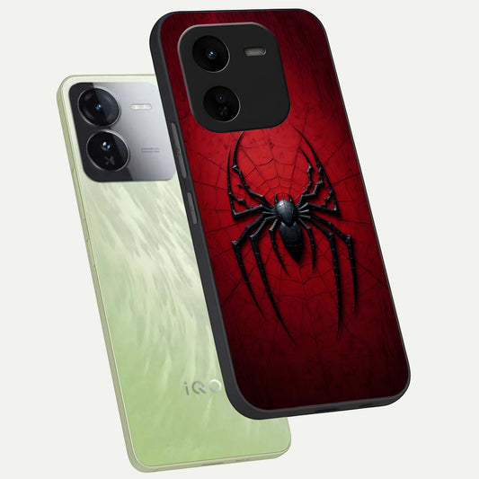  Superhero Web Emblem phone case For iQOO Z9x 5G showing premium glass back cover with detailed artwork