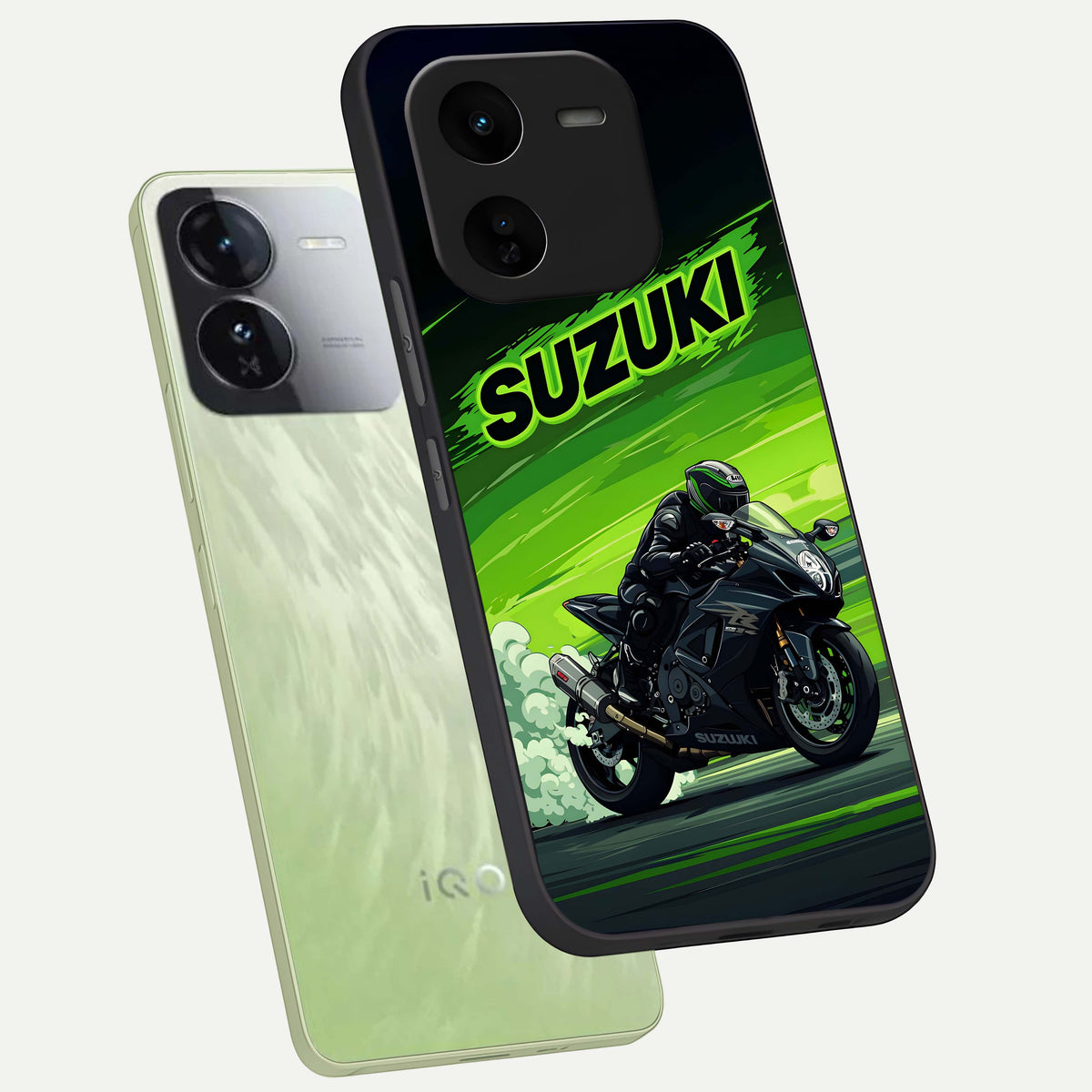  Suzuki Speed Beast phone case For iQOO Z9x 5G showing premium glass back cover with detailed artwork