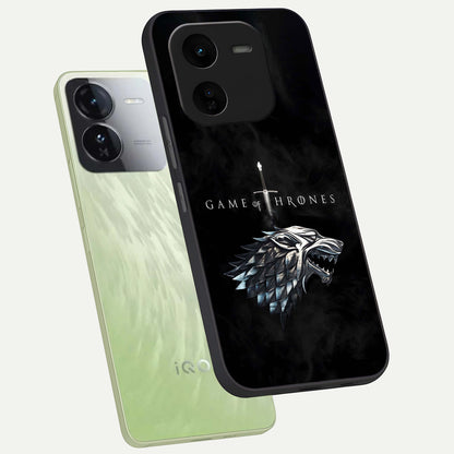 Throne Wolf Legacy phone case For iQOO Z9x 5G showing premium glass back cover with detailed artwork