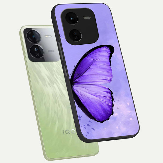  Violet Dream Wing phone case For iQOO Z9x 5G showing premium glass back cover with detailed artwork