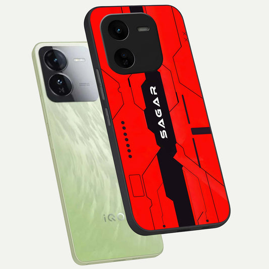  Voltage Rise CYBERPUNK Custom Name phone case For iQOO Z9x 5G showing premium custom name glass back cover
