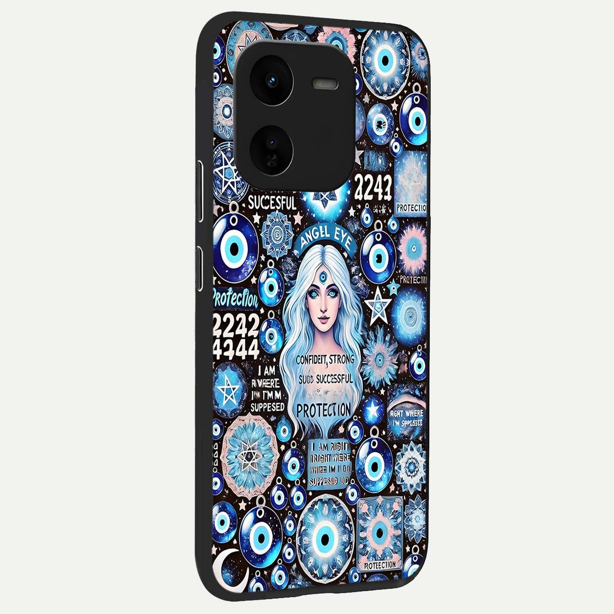  Angel Aura Shield back cover For iQOO Z9x 5G slim fit glass case with vibrant aesthetic design