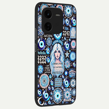  Angel Aura Shield back cover For iQOO Z9x 5G slim fit glass case with vibrant aesthetic design