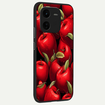  Apple Pattern back cover For iQOO Z9x 5G slim fit glass case with vibrant aesthetic design