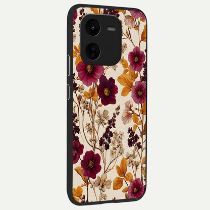  Autumn Wine Bloom back cover For iQOO Z9x 5G slim fit glass case with vibrant aesthetic design