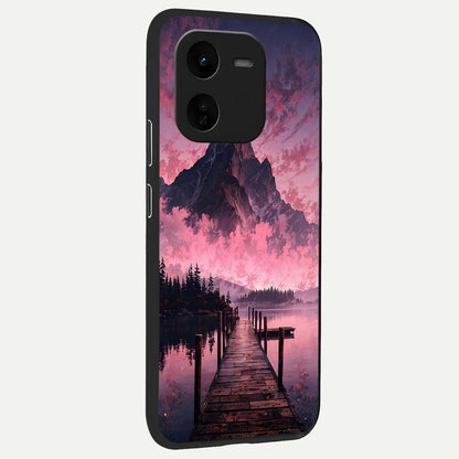  Beautiful Mountain View back cover For iQOO Z9x 5G slim fit glass case with vibrant aesthetic design