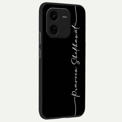  Black Tune Custom Name back cover For iQOO Z9x 5G slim fit glass case with vibrant aesthetic design