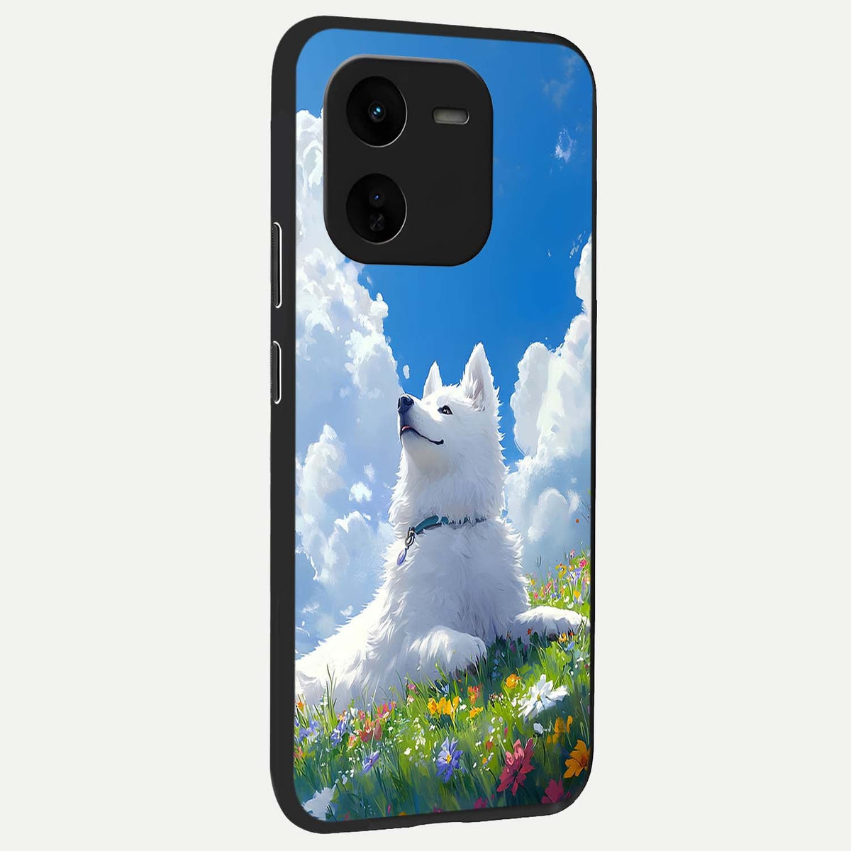  Blissful Cloud Pup back cover For iQOO Z9x 5G slim fit glass case with vibrant aesthetic design