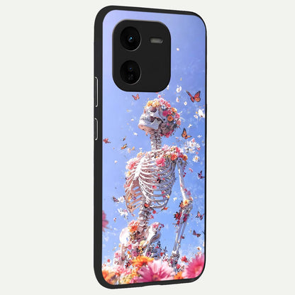  Bloom Beyond Bones back cover For iQOO Z9x 5G slim fit glass case with vibrant aesthetic design