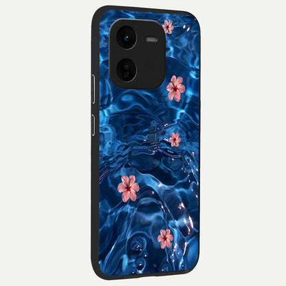  Bloom Thread Art back cover For iQOO Z9x 5G slim fit glass case with vibrant aesthetic design