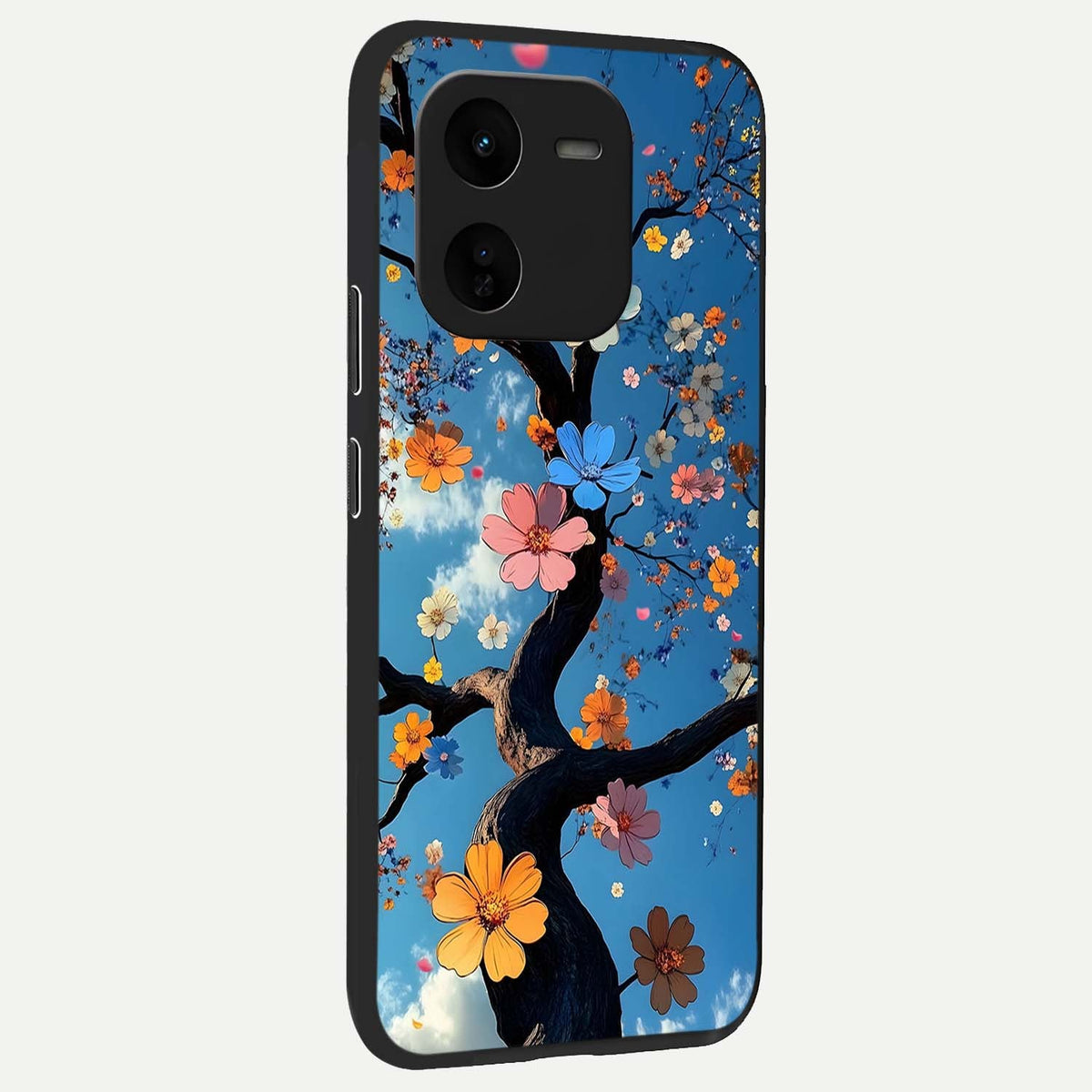  Blossom Dream Sky back cover For iQOO Z9x 5G slim fit glass case with vibrant aesthetic design