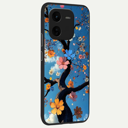  Blossom Dream Sky back cover For iQOO Z9x 5G slim fit glass case with vibrant aesthetic design