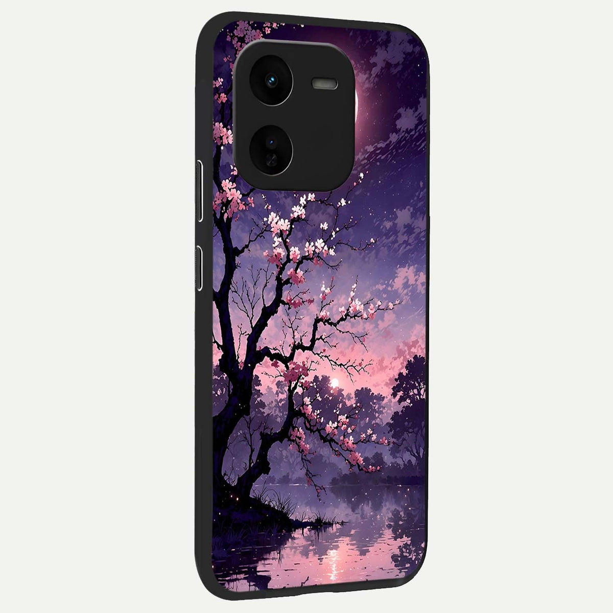  Blossom Pink Moon back cover For iQOO Z9x 5G slim fit glass case with vibrant aesthetic design