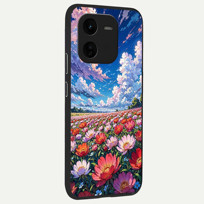  Blossom Sky Field back cover For iQOO Z9x 5G slim fit glass case with vibrant aesthetic design