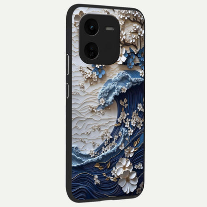  Blossom Wave Art back cover For iQOO Z9x 5G slim fit glass case with vibrant aesthetic design