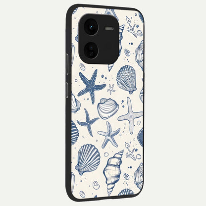  Blue Ocean Outline back cover For iQOO Z9x 5G slim fit glass case with vibrant aesthetic design
