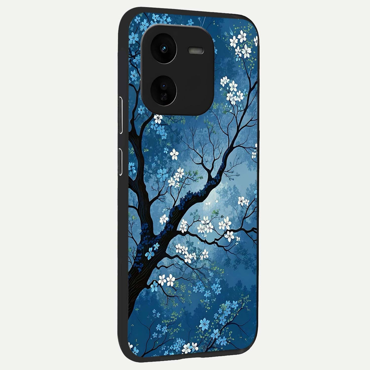  Blue Tree Serenity back cover For iQOO Z9x 5G slim fit glass case with vibrant aesthetic design