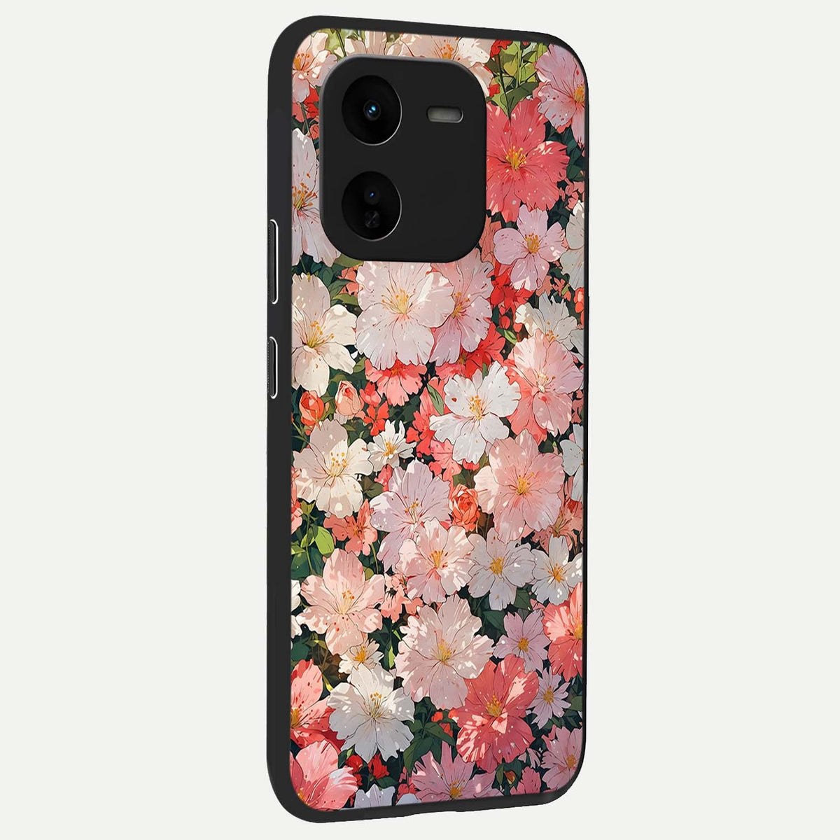  Blush Bloom Field back cover For iQOO Z9x 5G slim fit glass case with vibrant aesthetic design