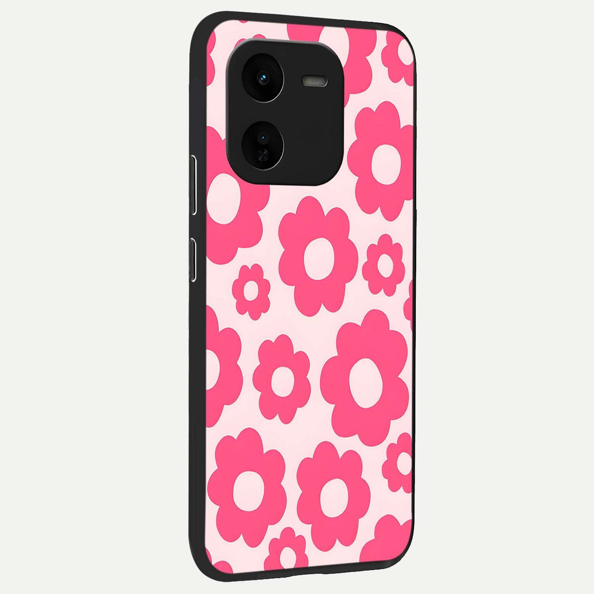  Blush Flower Pop back cover For iQOO Z9x 5G slim fit glass case with vibrant aesthetic design