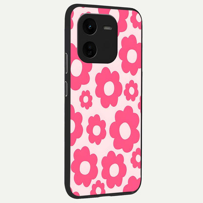  Blush Flower Pop back cover For iQOO Z9x 5G slim fit glass case with vibrant aesthetic design