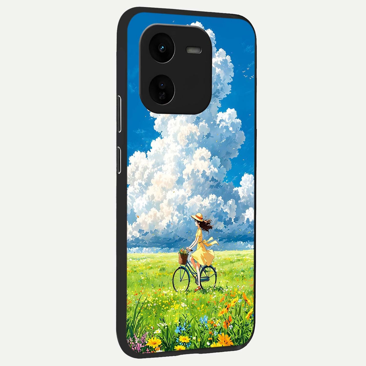  Breezy Meadow Ride back cover For iQOO Z9x 5G slim fit glass case with vibrant aesthetic design