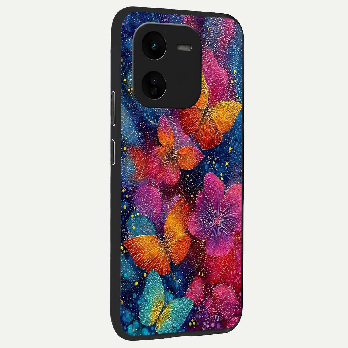 Butterfly Dream Mist back cover For iQOO Z9x 5G slim fit glass case with vibrant aesthetic design