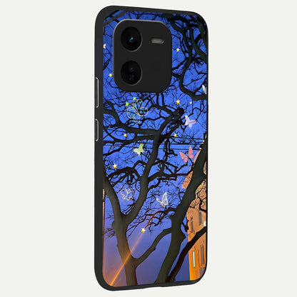  Butterfly Night Magic back cover For iQOO Z9x 5G slim fit glass case with vibrant aesthetic design
