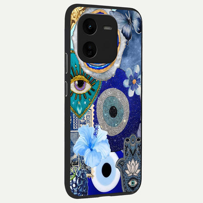  Celestial Blue Vision back cover For iQOO Z9x 5G slim fit glass case with vibrant aesthetic design